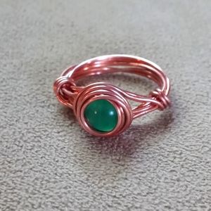 Green aventurine wire wrapped bezel ring